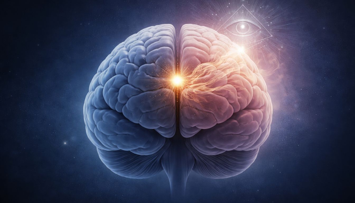 Conceptual brain illustration showing the pineal gland in relation to Magic Mushrooms Third Eye beliefs and scientific research