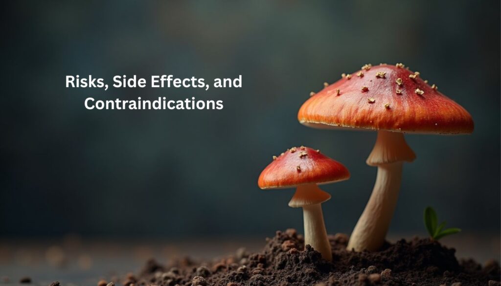 Safety warning image highlighting risks and precautions associated with psychedelic mushrooms
