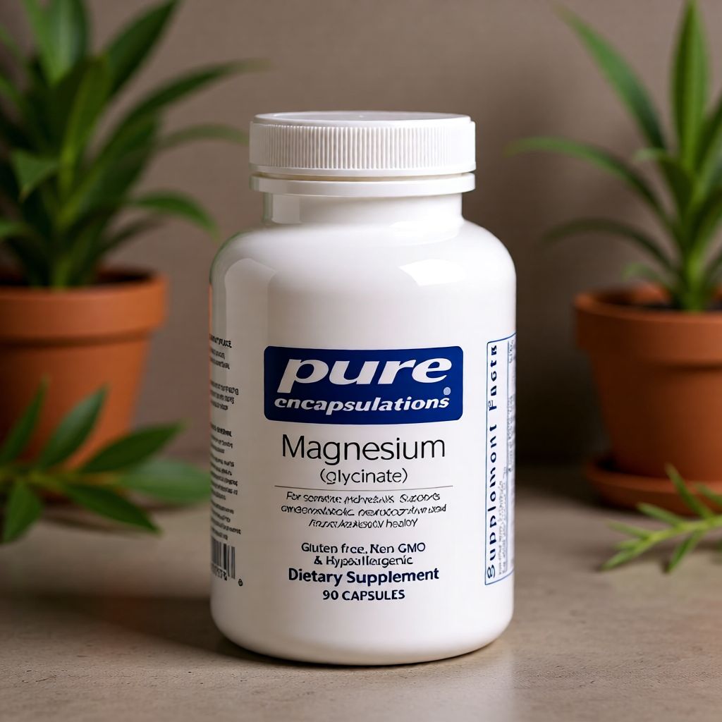 Pure Encapsulations Magnesium glycinate supplement bottle, 90 capsules