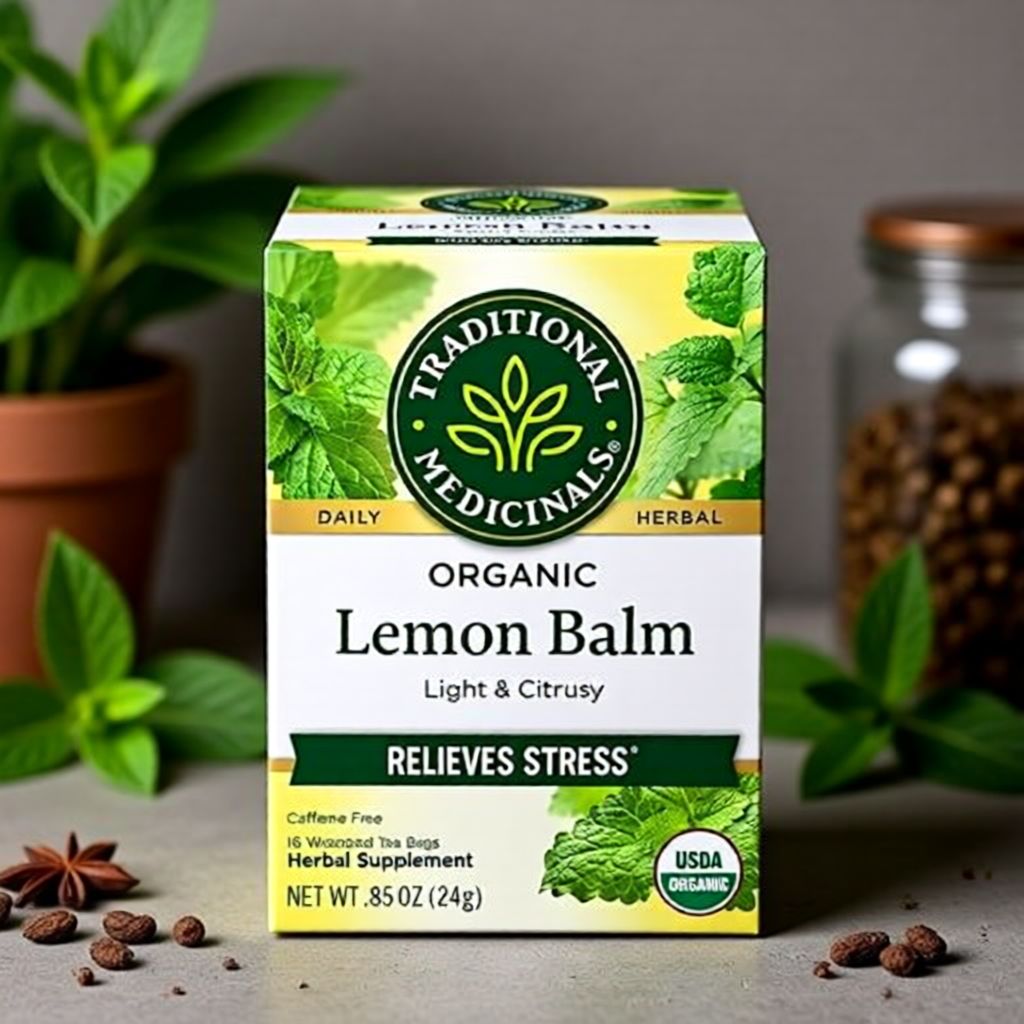 Traditional Medicinals Organic Lemon Balm herbal tea box, 16 tea bags